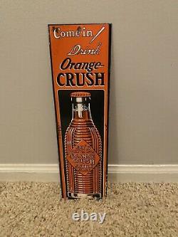 Vintage Orange Crush Soda Pop General Store Dealer Gas Oil Pump Plate Ice Cold