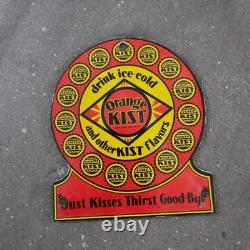 Vintage Orange Kist Ics Cold Old Us Gasoline Oil Gas Pump Enamel Porcelain Sign
