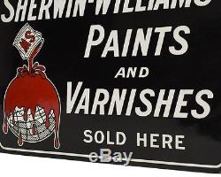 Vintage Original 1930's Sherwin Williams Paints Porcelain Flange Sign