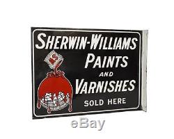 Vintage Original 1930's Sherwin Williams Paints Porcelain Flange Sign