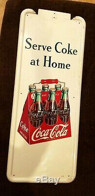 Vintage Original 1948 Porcelain on Metal Coca Cola Advertising Button Sign