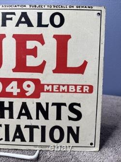 Vintage Original 1949 Buffalo Fuel Delivery Merchants Oil Gas Masonite Sign