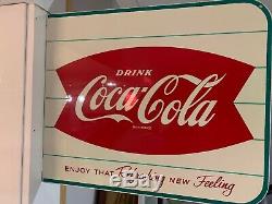 Vintage Original Coca Cola Fishtail Flange Sign AM51