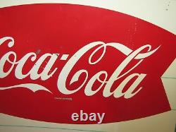 Vintage Original Coca-cola Tin Sign Bottle Bowtie Double Fishtail Ice Cold Coke