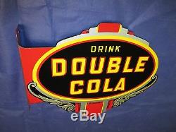 Vintage/Original DOUBLE COLA Metal Flange SignDated 1947VERY CLEANNICELQQK