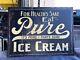 Vintage Original Eat Pure Ice Cream Painted Metal Double Sided Adverising Sign