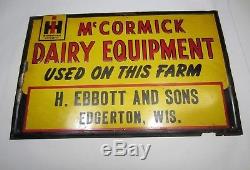 Vintage Original IH Farmall McCormick Deering Dairy Equipment Embossed Tin Sign