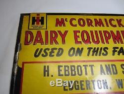 Vintage Original IH Farmall McCormick Deering Dairy Equipment Embossed Tin Sign
