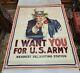 Vintage Original James Montgomery Flagg Uncle Sam Us Army Recruiting Poster Wwi