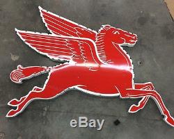 Vintage Original Mobil Pegasus Cookie Cutter Porcelain Sign Gas Oil