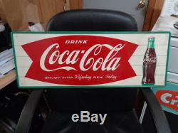 Vintage Original NOS 1950's-60's Coca-Cola Fishtail Coke Bottle Soda Sign