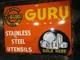 Vintage Original Old Porcelain Enamel Sign Guru Stainless Still Utensils 1960