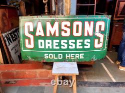 Vintage Original Porcelain Enamel Sign Samsons Drasses Dealer Sign Rare 1940