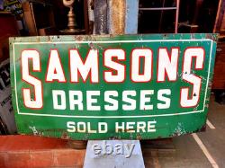 Vintage Original Porcelain Enamel Sign Samsons Drasses Dealer Sign Rare 1940