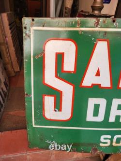 Vintage Original Porcelain Enamel Sign Samsons Drasses Dealer Sign Rare 1940