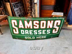 Vintage Original Porcelain Enamel Sign Samsons Drasses Dealer Sign Rare 1940