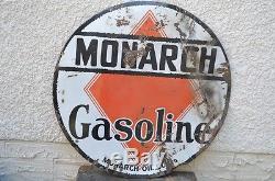 Vintage Original Porcelain Monarch Oil Co Gasoline Sign 42 Alberta Station
