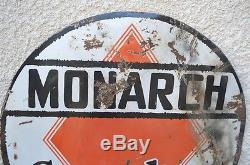 Vintage Original Porcelain Monarch Oil Co Gasoline Sign 42 Alberta Station