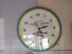 Vintage Original Quality Chevrolet Neon Dealer Advertising Clock Sign Runs