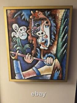 Vintage Original Signed Canvas Acrylic Painting Wall Hanging Original Wall Art