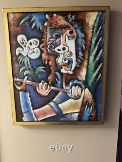Vintage Original Signed Canvas Acrylic Painting Wall Hanging Original Wall Art