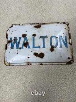 Vintage Original WALTON Metal Porcelain Advertising Sign 14 x 9 RARE