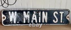 Vintage Original W. MAIN ST. Street /Road Sign Embossed 24x6 White & Black