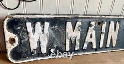 Vintage Original W. MAIN ST. Street /Road Sign Embossed 24x6 White & Black