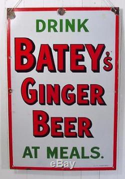 Vintage Original c1920 Batey's Ginger Beer Enamel Advertising Sign