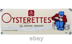 Vintage Oysterettes Porcelain Sign Soup Cracker Gas Station Grocery Store Oil