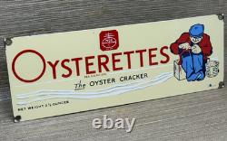 Vintage Oysterettes Porcelain Sign Soup Cracker Gas Station Grocery Store Oil