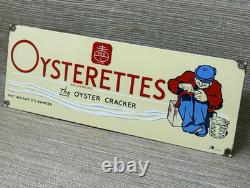 Vintage Oysterettes Porcelain Sign Soup Cracker Gas Station Grocery Store Oil