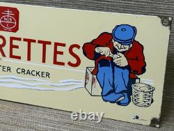 Vintage Oysterettes Porcelain Sign Soup Cracker Gas Station Grocery Store Oil