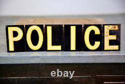 Vintage POLICE Department Metal Letter Door Sign Smaltz paint Police Officer cop