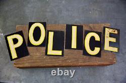 Vintage POLICE Department Metal Letter Door Sign Smaltz paint Police Officer cop