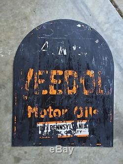 Vintage PORCELAIN VEEDOL Gas Oil Curb Sign DOUBLE Sided Withframe 1932