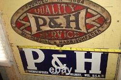 Vintage P&h Service Porcelain & Cast Iron Sign Lot Pawling & Harnischfeger Corp