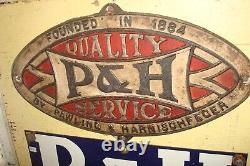 Vintage P&h Service Porcelain & Cast Iron Sign Lot Pawling & Harnischfeger Corp