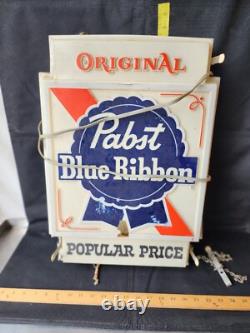 Vintage Pabst Blue Ribbon Light Up Bubble Sign Damaged 2 Sided Advertising