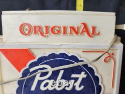 Vintage Pabst Blue Ribbon Light Up Bubble Sign Damaged 2 Sided Advertising