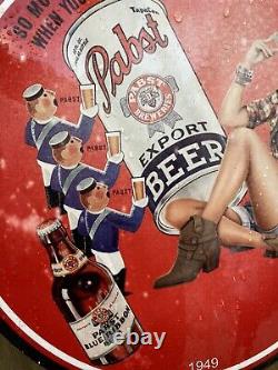 Vintage Pabst Porcelain Sign Beer Lager Bar Restaurant Pub Oil Old Gas Station