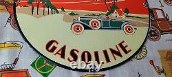 Vintage Pacific Highway Porcelain Gasoline Service Station Old Car Auto Sign