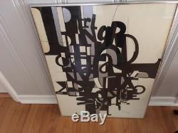 Vintage Painting Mid Century Modern Abstract in Black/White/Silver, signed work