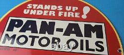 Vintage Pan-am Sign American Soldiers USA Army Gasoline Service Porcelain Sign