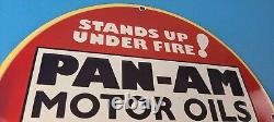 Vintage Pan-am Sign American Soldiers USA Army Gasoline Service Porcelain Sign