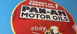 Vintage Pan-am Sign American Soldiers USA Army Gasoline Service Porcelain Sign