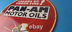 Vintage Pan-am Sign American Soldiers USA Army Gasoline Service Porcelain Sign