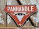 Vintage Panhandle Gasoline Porcelain Sign Old Texas Oil Petroleum Long Horn Cow