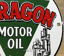 Vintage Paragon Oil Porcelain Sign Pump Plate Gas Station Service Gasoline