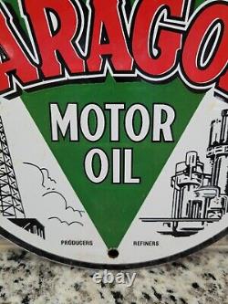 Vintage Paragon Porcelain Sign Motor Oil Producing Refinery Trucking Advertising